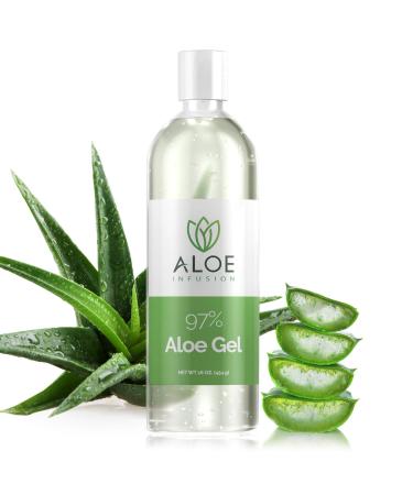 Aloe Infusion Organic Aloe Vera Gel - Deeply Hydrating, Skin Nourishing After Sun Skin Care for Face, Body and Hair - Sunburn, Redness and Itchy Skin Relief - Made in the USA - 16 Oz