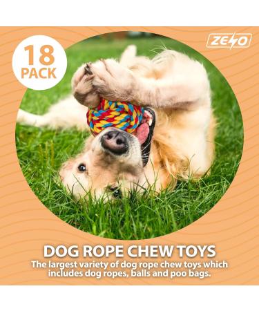 ZENO Dog Toys | Rope Chew Toys for Dogs | Strong Rope Ball & Tug for Teething & Training | Puppy Teething Toys | 100% Natural Cotton | Great for Small Medium & Large Puppies & Adults (18 Pack) - Buy Online on GoSupps.com