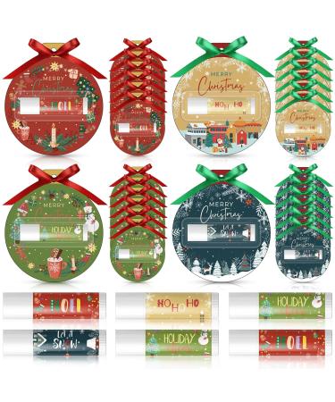 Lounsweer 24 Set Christmas Lip Balm Bulk Gifts Adult Christmas Party Favors Xmas Ball Style Lip Balm for Party Staff Coworker
