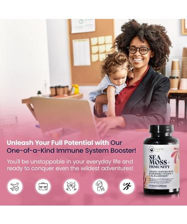 HAPPY FOX Irish Sea Moss Capsules with Elderberry, Vitamin C, D3, B9, B12 & Iron - 90ct | Organic Superfood for Thyroid & Immune Support, Natural Energy, Gut, Skin & Joint Health - Buy Online on GoSupps.com