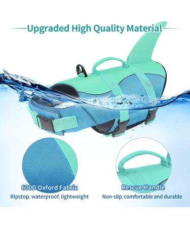 Malier Dog Life Jacket - Adjustable Ripstop Vest for Swimming and Boating - Shark Design - Blue - Large - Buy Online on GoSupps.com