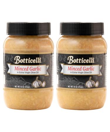 Minced Garlic with Extra Virgin Olive Oil by Botticelli, 16oz Jars (Pack of 2) - Premium Cooking Essentials - Gluten-Free - Made with Garlic-Infused Extra Virgin Olive Oil 1 Pound (Pack of 2)