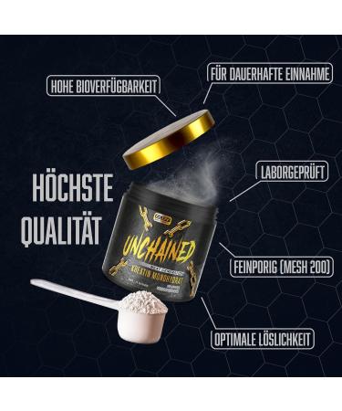 UNCHAINED Creatine Powder 350g | Pure Creatine Monohydrate | Additive-Free | Optimal Solubility | Tasteless | International Shipping - Buy Online on GoSupps.com