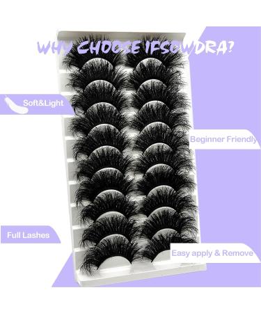 Mink Lashes 25mm - Fluffy Wispy Cat Eye Dramatic 3D Eyelashes | 20mm Volume D Curl Strip Lashes | Long False Eyelashes for Extension Look - Buy Online on GoSupps.com