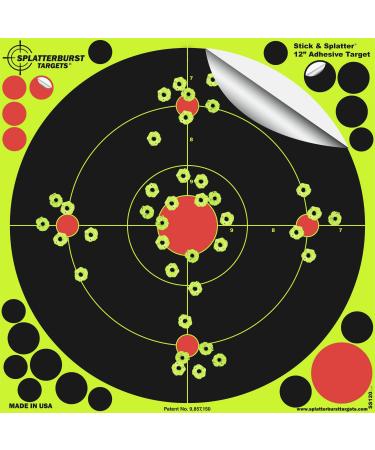 Splatterburst Targets -12 inch Stick & Splatter Self Adhesive Shooting Targets - Gun - Rifle - Pistol - Airsoft - BB Gun - Pellet Gun - Air Rifle - Made in USA 50 pack