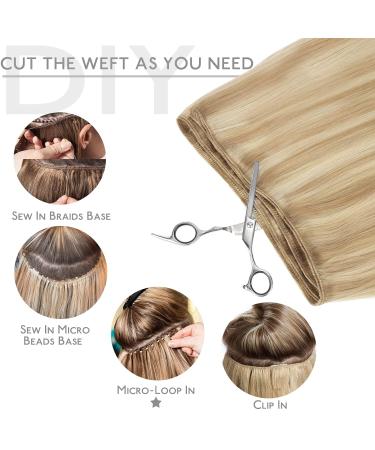 50cm 100g Real Hair Extensions - Light Blonde Highlights - Golden Blonde Sew-in Weft Hair Extensions - Buy Online on GoSupps.com