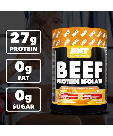 NXT Beef Protein Isolate 540g - High Protein Powder in Natural Amino Acids - Paleo Keto Friendly - Dairy and Gluten Free | 540g | Mango & Orange - Buy Online on GoSupps.com