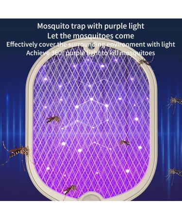 Fly Racket - 3000V Powerful Swatter Racket 2 in 1 Fly Swatter with USB Rechargeable Base 3-Layer Safety Mesh Inhaled Photocatalyst Fly Trap Light Dirfuny (Beige) - Buy Online on GoSupps.com