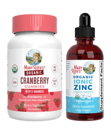 MaryRuth Organics Cranberry Gummies & Zinc Drops | USDA Organic Clean Label Project Verified | Vitamins for Urinary Tract Health & Immunity | Vegan Non-GMO No Gelatin Gluten Free