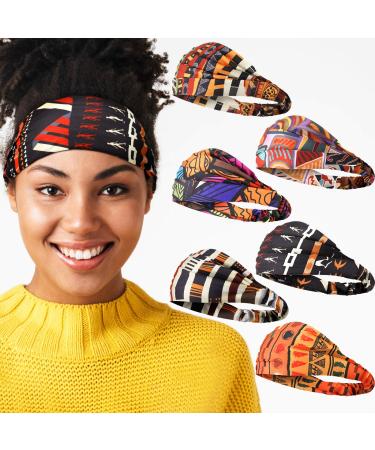 6 Pieces African Headbands Elastic Turban Headbands Boho Print Headband Elastic Hair Bands Wide Headwrap Workout Yoga Sports Hair Accessories for Women Girls - Buy Online on GoSupps.com