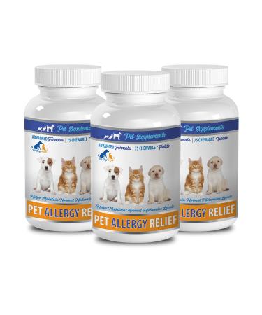 Cats Allergy Relief - Allergy Relief Pets - for Dogs and Cats - Amazing Formula - Chewy Tablets - cat - 3 Bottle (225 Chews)