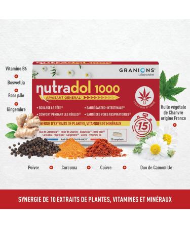 GRANIONS NUTRADOL 1000 General Soothing Head Comfort During Period Gastrointestinal Disorders Natural Formula with Plants Vitamins and Minerals Quick Release-Made in France - Buy Online on GoSupps.com