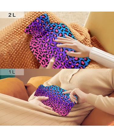 Hot Water Bottle 2L with Cover | Rainbow Leopard Cheetah Pain Relief | Winter Hand & Feet Warmer - Buy Online on GoSupps.com