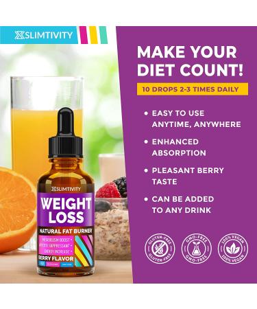 Weight Loss Drops - Effective Diet Drops for Fat Loss - Appetite Suppressant & Metabolism Booster with Safe, Proven Ingredients - Non-GMO Garcinia Cambogia - 1 Fl.Oz - Buy Online on GoSupps.com