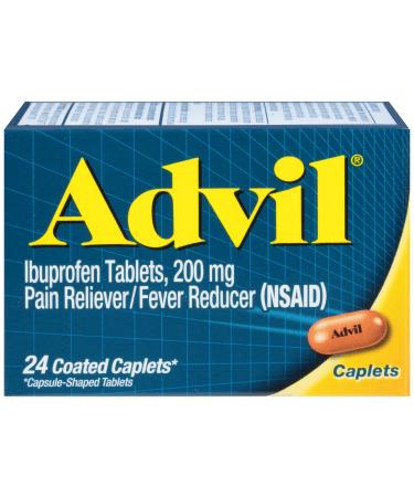 Advil Ibuprofen Coated Caplets Pain Reliever and Fever Reducer 200 Milligram 24Ct