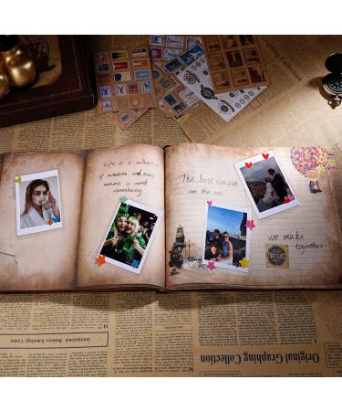 JIMBON Our Adventure Book 180 Pages Scrapbook Photo Album Retro Style Embossed Letter Leather Cover Travel Diary Journal Scrap Book For Couples Memory Book For Anniversary Wedding Best Friend Gift 10.2 inch Brown - Buy Online on GoSupps.com