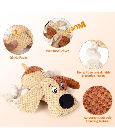 Iokheira Cuddly Squeaky Dog Toys - Large Medium & Small - Yellow & Brown - Perfect for Playtime & Comfort - Buy Online on GoSupps.com
