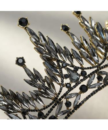 SWEETV Rhinestone Queen Crown - Wedding Tiara for Bride, Crystal Costume Hair Accessories for Prom & Quinceanera in Black - Buy Online on GoSupps.com