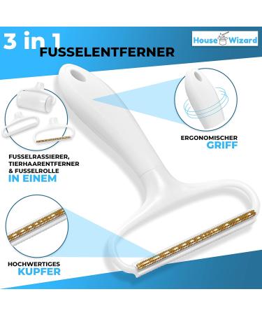 House Wizard Portable Lint Remover 3-in-1 Set | Pilling Razor Lint Roller & Pet Hair Remover - Interchangeable Attachments - Buy Online on GoSupps.com
