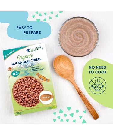 FLEUR ALPINE Organic Buckwheat Baby Cereal - Gluten-Free Yummy Porridge for Smooth Breakfast | Nutritious 4+ Months Baby Meal with No Added Sugars | 7 Servings 175g - Buy Online on GoSupps.com