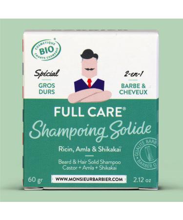 Monsieur BARBIER | Ultra-foaming Solid Shampoo | 100% natural vegan organic and COSMOS ORGANIC certified | Castor Amla & Shikaka | 60g soap - Buy Online on GoSupps.com