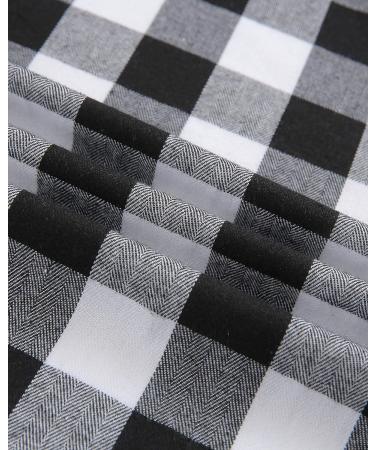 Uillnoodu Women's Flannel Plaid Shirt - Long Sleeve Regular Fit Button Down Casual (White/Black Plaid, Large) - Buy Online on GoSupps.com
