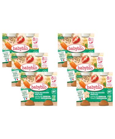 BABYBIO - Vegetable Bolognese pasta - Landes carrots Lentils from our regions Tomatoes of Nouvelle-Aquitaine - 8+ months - 2 x 200g - ORGANIC - Pack of 6