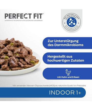 Perfect Fit Indoor Cat Food - Anti-Hairball Chicken & Peas in Sauce 12x85g Portions for Adult Cats - Buy Online on GoSupps.com