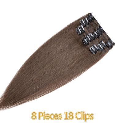 SEGO Double Drawn Clip-In Hair Extensions - Real Remy Hair Medium Brown #4 24 (61cm) 90g - Heat-Resistant 8-Part Set - Buy Online on GoSupps.com