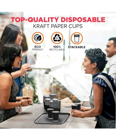 Fit Meal Prep 50 Pack Disposable Hot Cups - 12oz Black Double Wall Insulated Ripple Sleeves To Go Coffee Cups - Kraft Hot Beverage for Chocolate Tea and Cocoa Drinks - Sturdy and Eco Friendly 50 8 oz - Buy Online on GoSupps.com
