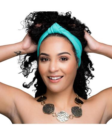 Dunslit 3-Pack Top Knot Headbands - Yellow, Orange, Blue - Women's Stretch Head Wraps with Satin Lining - Buy Online on GoSupps.com