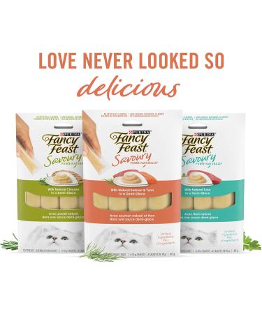 Fancy Feast Savoury Puree Naturals Cat Treats Natural Salmon & Tuna - 10 g x 4 Sachet (30 Pack) - Buy Online on GoSupps.com