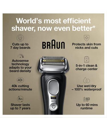 Braun Series 9 Pro 9460cc Waterproof Foil Shaver for Men - Wet & Dry Shave with ProLift Beard Trimmer, 5-in-1 Cleaning & Charging SmartCare Center - Atelier Black - Buy Online on GoSupps.com