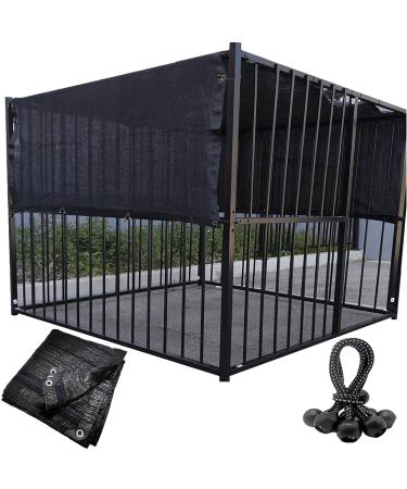 Dog Kennel Shade Cover 90% Sunblock Shading Cloth Net Mesh Tarp 10x10 ft for Outdoor Large Pet Crate with 12 Ball Bungee Cords