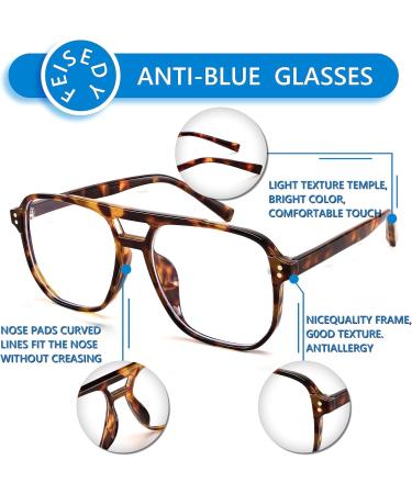 Feizedy Retro 70s 80s Blue Light Filter Glasses for Women & Men - Stylish PC Gaming Glasses with Blue Light Blocking B2866 Leopard 54mm - Buy Online on GoSupps.com