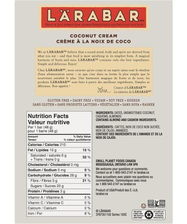 Larabar Gluten Free Peanut Butter Chocolate Chip Fruit and Nut Energy Bar 16-Count 720 Gram & Gluten Free Coconut Cream Fruit and Nut Energy Bar 16-Count 768 Gram - Buy Online on GoSupps.com