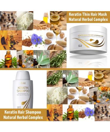 Vitamins Keratin Shampoo and Hair Mask Kit for Thin Fine Hair - Salon Protein Treatment Set for Dry, Damaged, Color Treated Hair - Buy Online on GoSupps.com