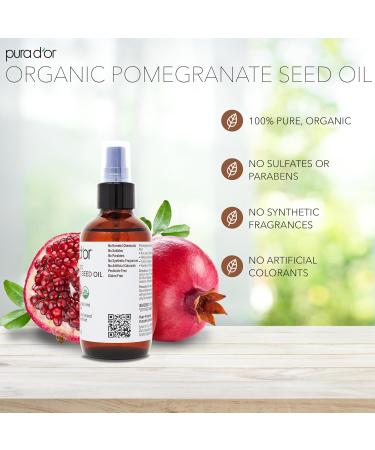 PURA D'OR 4 Oz ORGANIC Pomegranate Oil - 100% Pure USDA Certified Premium Grade Cold Pressed Body Oil - Rich in Antioxidants - Face and Skin - Hair Moisturizer For Men and Women 4 Fl Oz (Pack of 1) - Buy Online on GoSupps.com