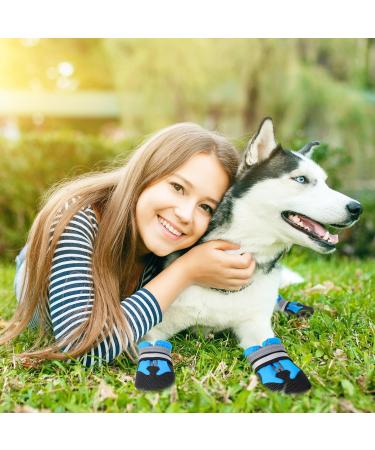 4 Pieces Dog Boots Paw Protector Waterproof Dog Shoes with Reflective Straps Adjustable Washable Non-Slip Dog Shoes Dog Boots for Injured Paws Blue Outdoor Paw Protectors Dog Shoes for Large Dogs(L) L Blue - Buy Online on GoSupps.com