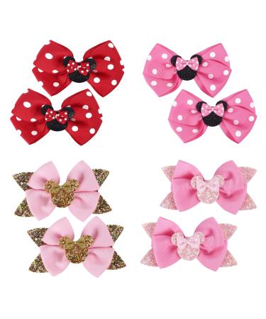 Hair bows clips for girls: 8pcs mouse ears glitter princess hair Accessories decoration for kids women custom birthday party