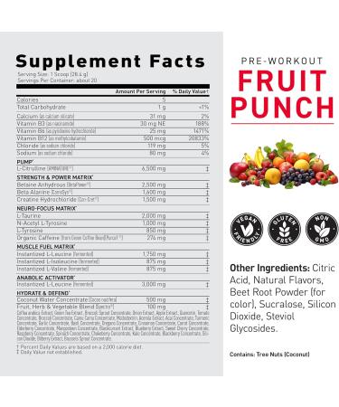 Kaged Original Pre Workout Powder | Fruit Punch | Pre-Workout with Creatine Beta Alanine L-Citrulline BCAAs | 274 mg Organic Caffeine | Pre Supplements for Men & Women | 20 Servings - Buy Online on GoSupps.com