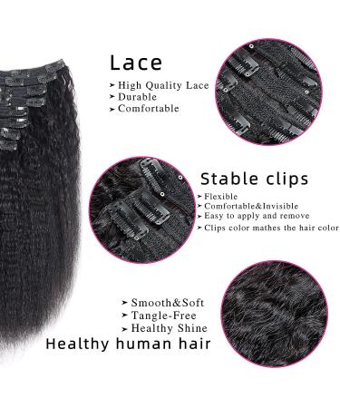 10A Italian Super 1B Natural Human Hair Kinky Straight Clip Ins for Black Women - 10Pc 120g 20inch - Buy Online on GoSupps.com