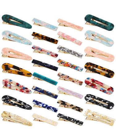 Keopel 30pcs Resin Hair Clips Set, Acrylic Alligator Clips Hair Accessories Leopard Print Hair Barrettes for Women Multicolor