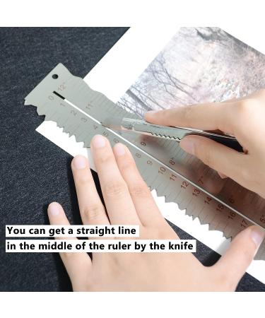UPTTHOW Stainless Steel Metal Paper Tearing Ruler Craft Ruler for Cutting Paper to Wavy Line Jagged and Irregular Edges 12'' Measuring Tool for Engineering School Office Architect and Drawing-B Metal B - Buy Online on GoSupps.com
