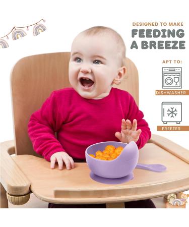 Xabono Baby Plates with Suction | BPA-Free Suction Plates for Easy Feeding | Washable Bowls with Silicone Spoon | Purple Design for First Baby Foods - Buy Online on GoSupps.com