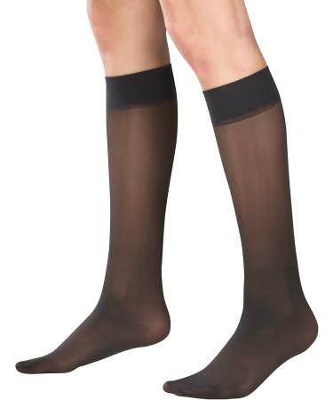 Truform Sheer Compression Stockings | 8-15 mmHg Knee High 20 Denier Black - Women's Medium (Pack of 5) | International Shipping Available - Buy Online on GoSupps.com