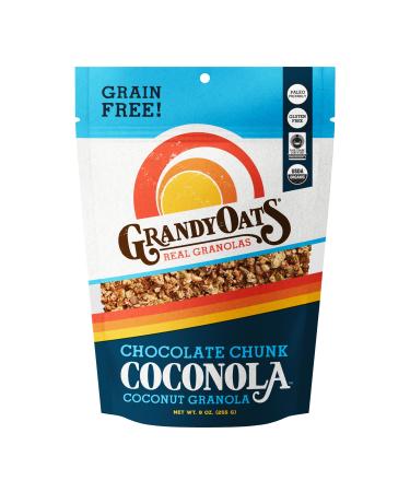 GrandyOats Coconola Gluten Free Granola - Certified Organic, Non-GMO, Grain Free, Paleo Friendly, Low Carb and Low Sugar (Chocolate Chunk, 1 Pack)