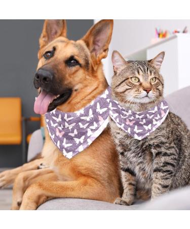 Dog Hollow Cloth Bibs - Triangle Design for Small Medium & Large Dogs & Cats - Violet Butterfly Pattern - 2 Piece Multi-Colored Set - Buy Online on GoSupps.com