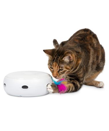 PetFusion New & Improved Ambush Interactive Electronic Cat Toy w/Rotating Feather. (Quiet, 3 Modes, Nighttime Light, Auto Shut-Off, Batteries Incl). Replacement Feathers Available. 12 Month Warranty Full unit Pearl