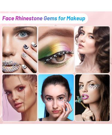 3600Pcs Face Gems Rhinestone Colored Eye Jewels with Glue - Shynek Flatback Rhinestone Set for Makeup, Nail Art, Body & Hair Decoration - Multicolor - Buy Online on GoSupps.com